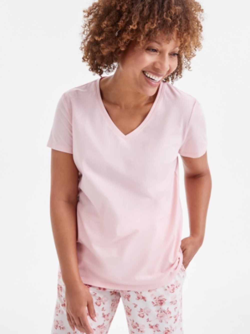 Charter Club Women's Solid V-Neck Short-Sleeve Sleepwear Top,